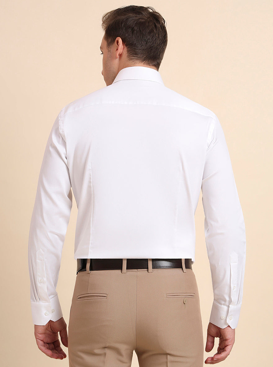 White Solid Slim Fit Party Wear Shirt | Greenfibre