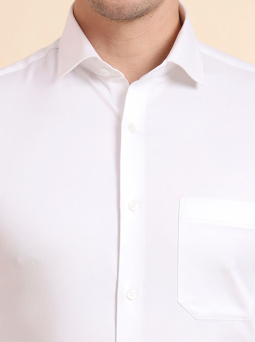 White Solid Slim Fit Party Wear Shirt | Greenfibre