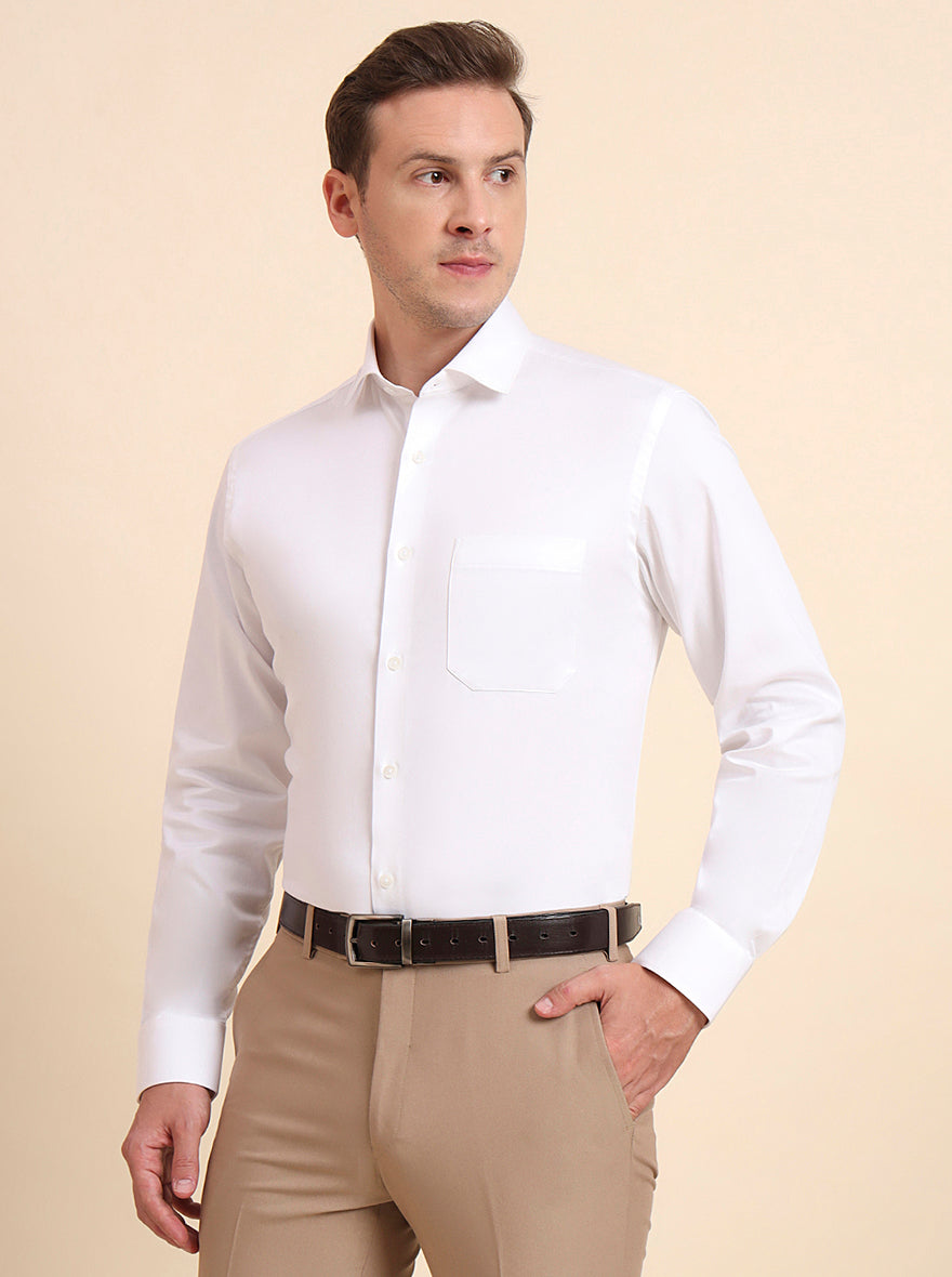 White Solid Slim Fit Party Wear Shirt | Greenfibre