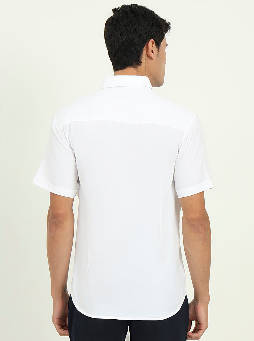 White Solid Slim Fit Casual Shirt | Greenfibre