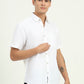 White Solid Slim Fit Casual Shirt | Greenfibre