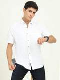 White Solid Slim Fit Casual Shirt | Greenfibre