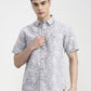 Grey Printed Slim Fit Casual Shirt | Greenfibre