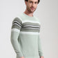 Mint Green Striped Slim Fit T-Shirt | Greenfibre