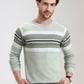 Mint Green Striped Slim Fit T-Shirt | Greenfibre