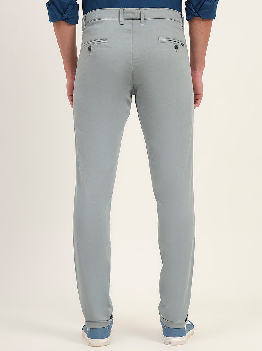Light Green Solid Slim Fit Casual Trouser | Greenfibre