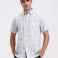Blue Printed Slim Fit Casual Shirt | Greenfibre
