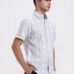 Blue Printed Slim Fit Casual Shirt | Greenfibre
