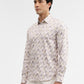 Cream Printed Slim Fit Casual Shirt | Greenfibre