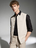 Beige Solid Waistcoat | Greenfibre