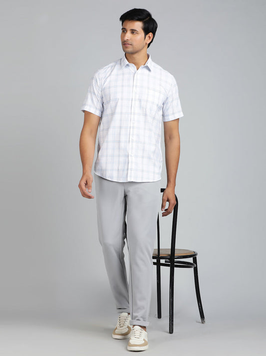 Blue Checked Smart Fit Semi Casual Shirt | Greenfibre