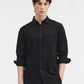 Shadow Black  Solid Slim Fit Casual Shirt | Greenfibre