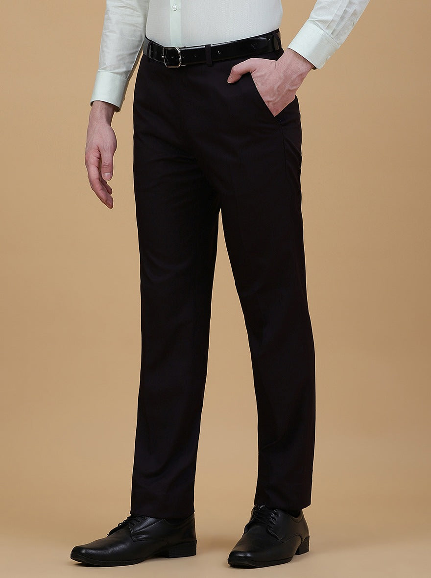 Wine Solid Slim Fit Formal Trouser | Greenfibre