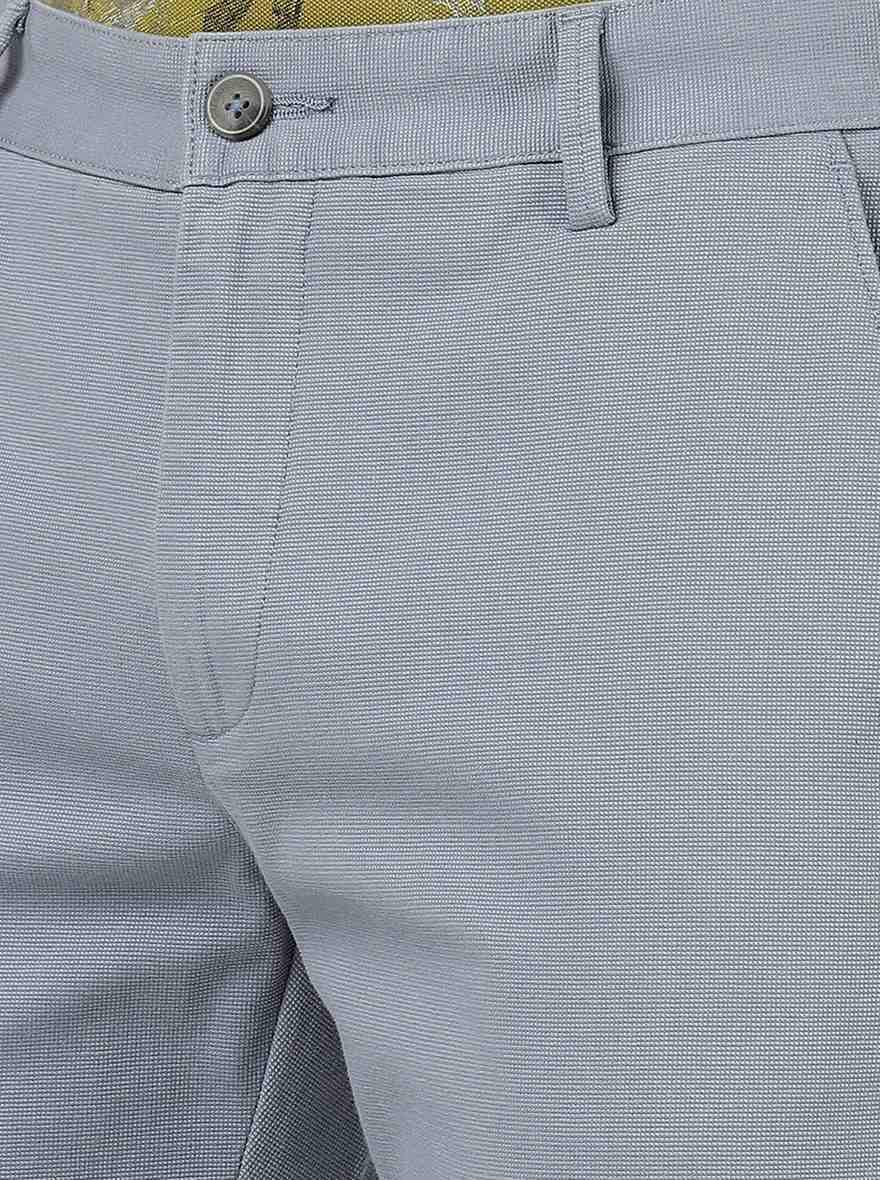 Sky Blue Solid Super Slim Fit Casual Trouser | Greenfibre