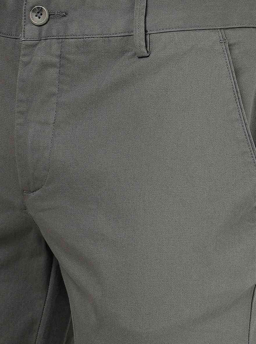 Grey Solid Super Slim Fit Casual Trouser | Greenfibre