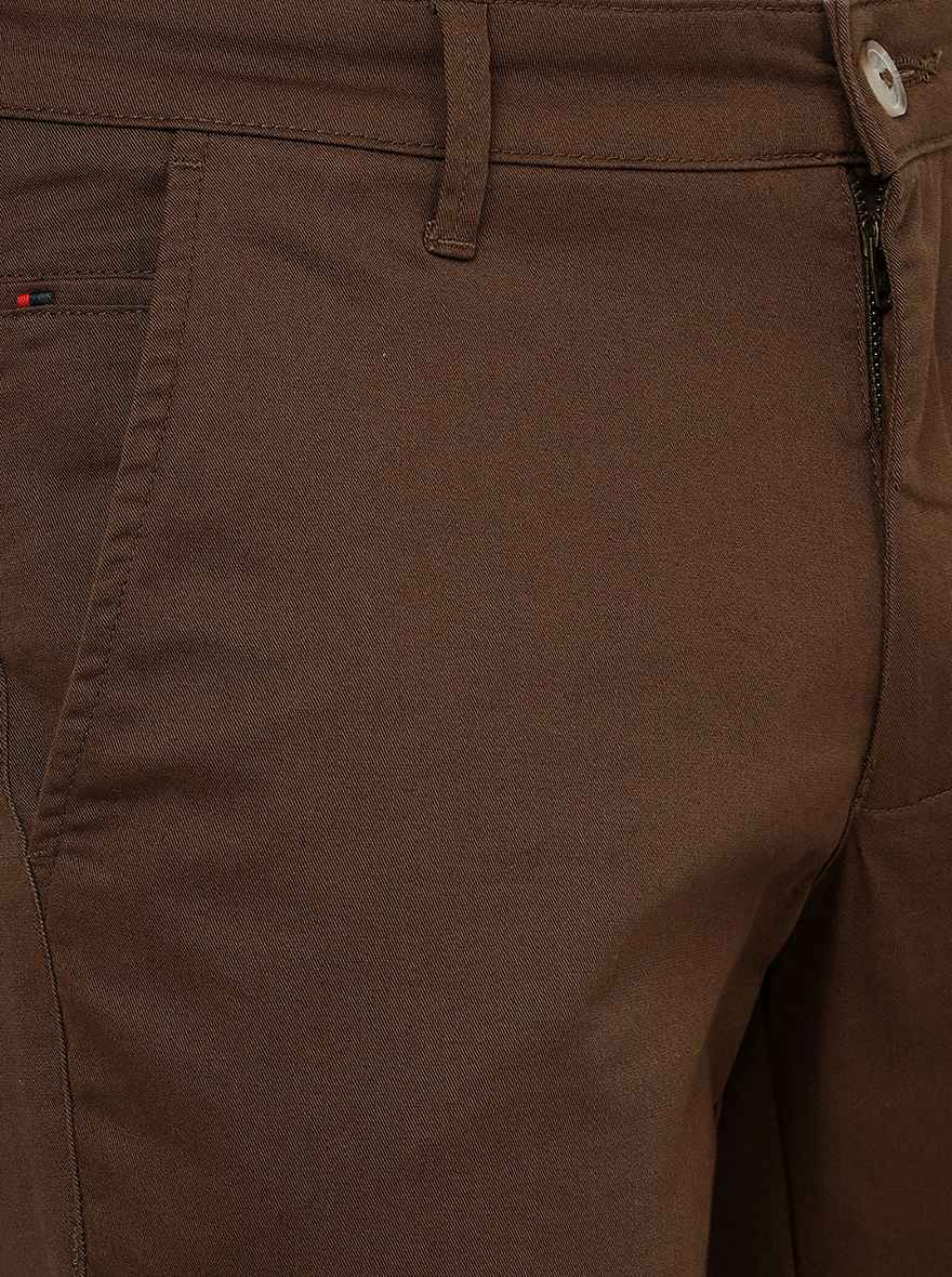 Light Brown Solid Neo Fit Casual Trouser | Greenfibre