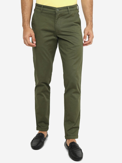 Light Olive Solid Neo Fit Casual Trouser | Greenfibre