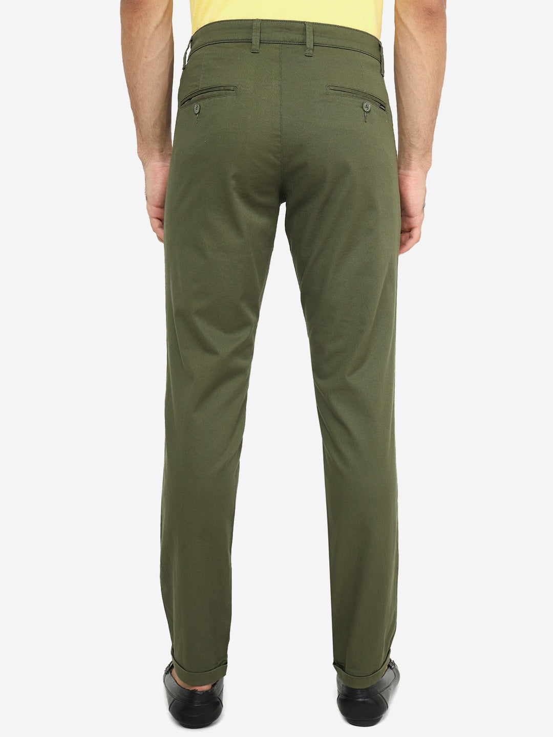 Light Olive Solid Neo Fit Casual Trouser | Greenfibre