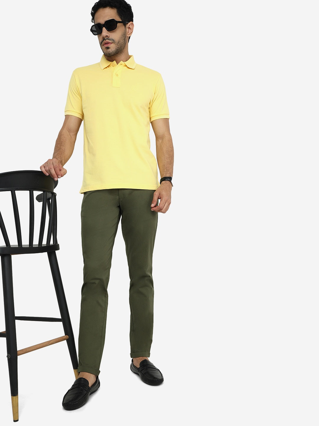 Light Olive Solid Neo Fit Casual Trouser | Greenfibre