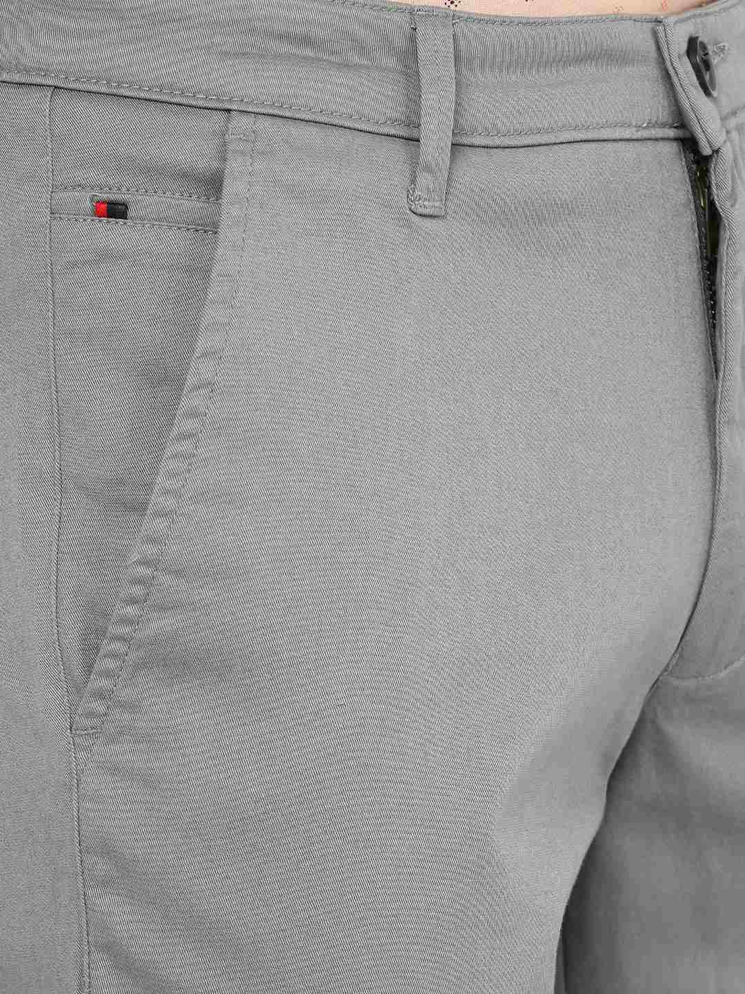 Light Grey Solid Neo Fit Casual Trouser | Greenfibre