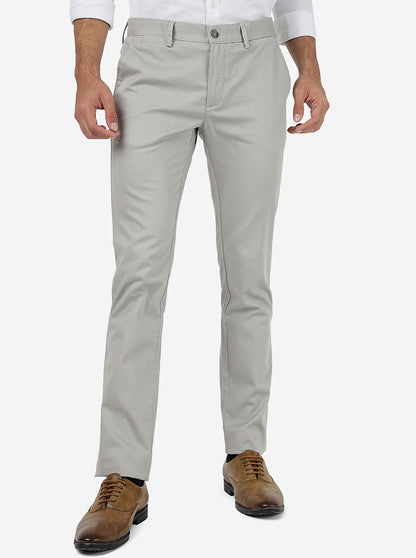 Light Grey Solid Super Slim Fit Casual Trouser | Greenfibre