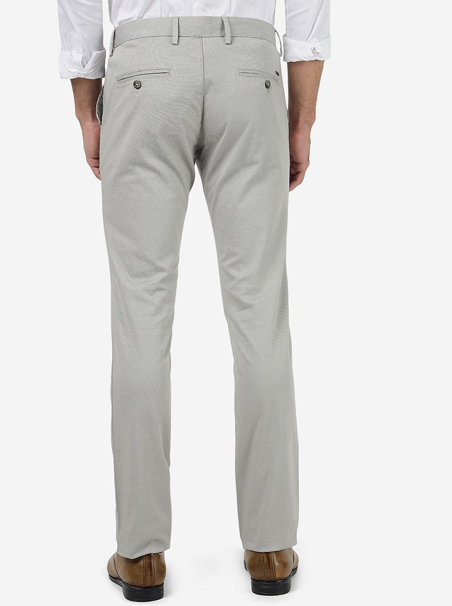 Light Grey Solid Super Slim Fit Casual Trouser | Greenfibre