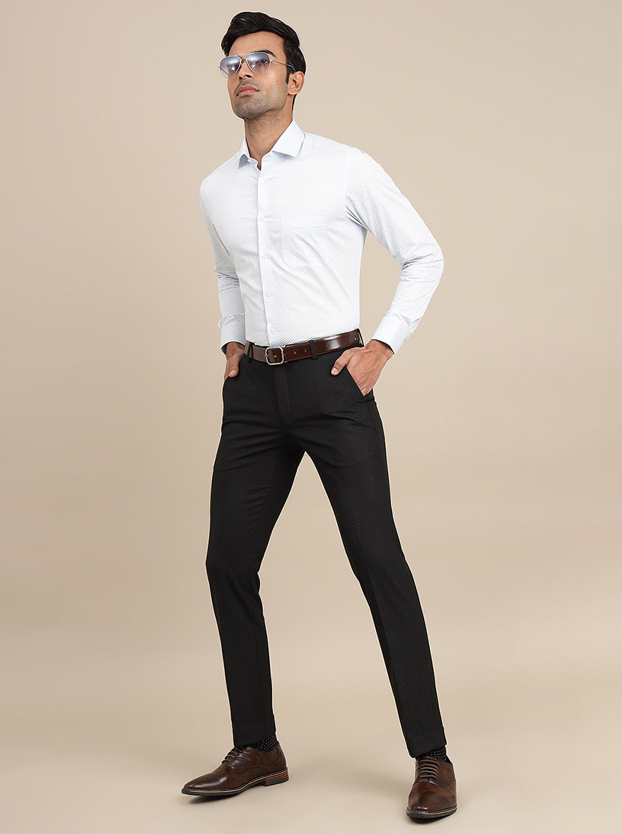 Light Blue Printed Slim Fit Formal Shirt | Greenfibre