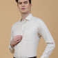 Beige Printed Slim Fit Formal Shirt | Greenfibre