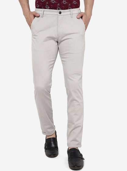 Light Grey Solid Neo Fit Casual Trouser | Greenfibre