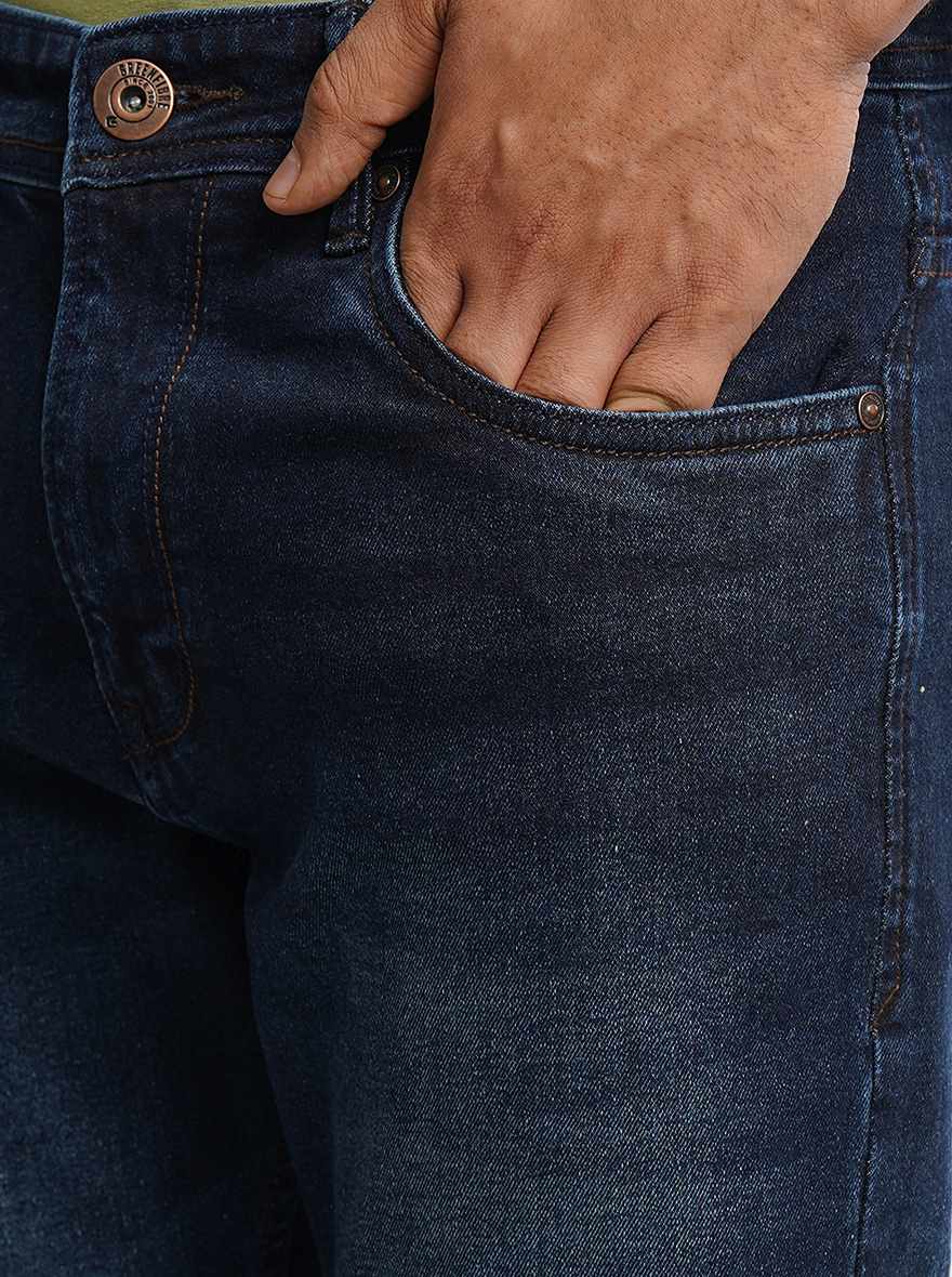 Navy Blue Washed Narrow Fit Jeans | Greenfibre