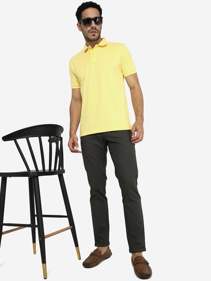 Light Olive Solid Neo Fit Casual Trouser | Greenfibre