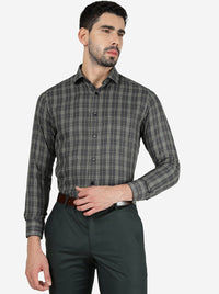 Green Checked Slim Fit Formal Shirt | Greenfibre