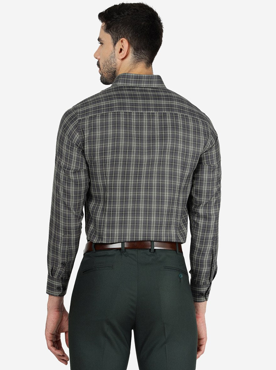 Green Checked Slim Fit Formal Shirt | Greenfibre