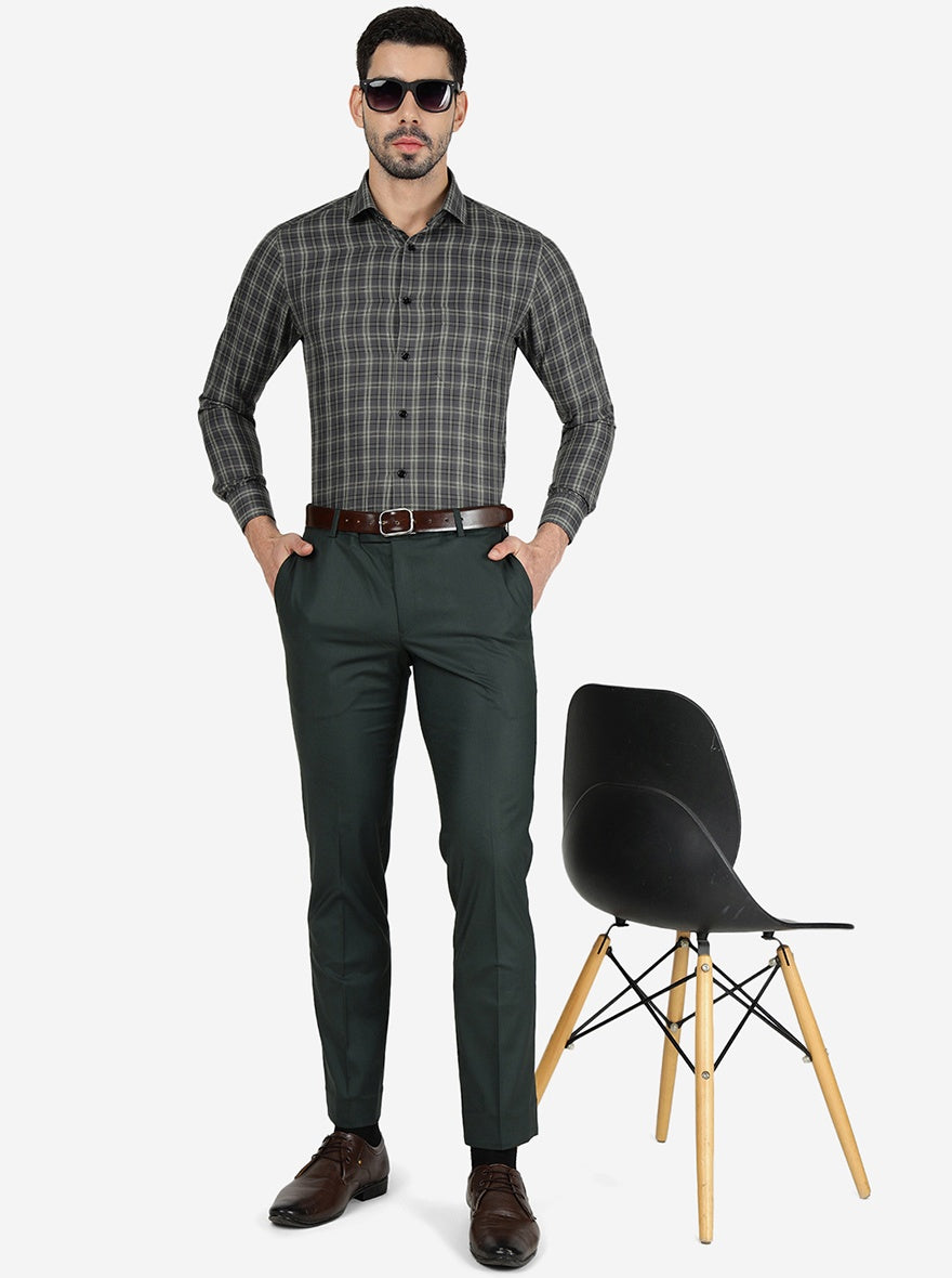 Green Checked Slim Fit Formal Shirt | Greenfibre