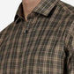 Beige Checked Slim Fit Formal Shirt | Greenfibre