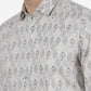 Cream Printed Slim Fit Party Wear Shirt | Greenfibre