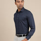 Navy Blue Printed Slim Fit Formal Shirt | Greenfibre