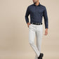 Navy Blue Printed Slim Fit Formal Shirt | Greenfibre