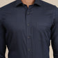 Navy Blue Printed Slim Fit Formal Shirt | Greenfibre