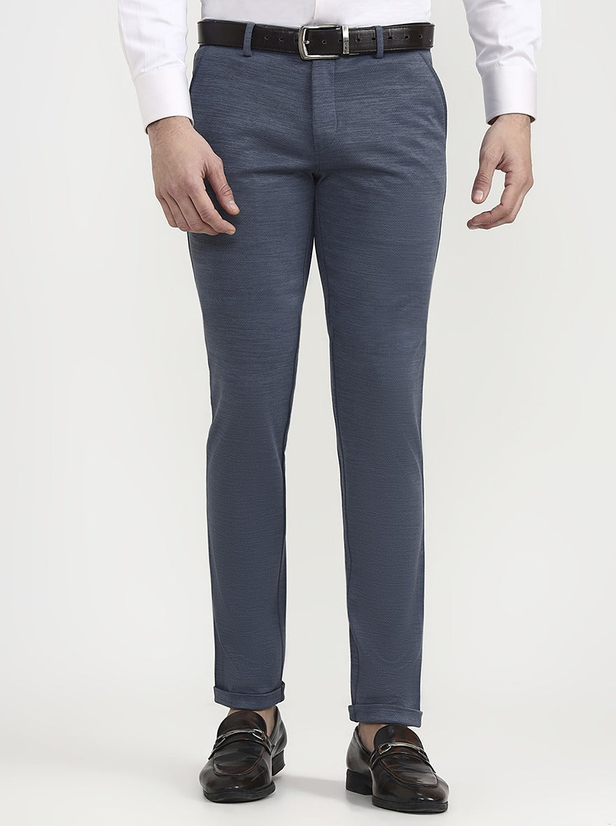 Grey Solid Slim Fit Club Wear Trouser | Greenfibre