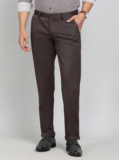 Coffee Brown Solid Slim Fit Club Wear Trouser | Greenfibre