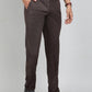 Coffee Brown Solid Slim Fit Club Wear Trouser | Greenfibre