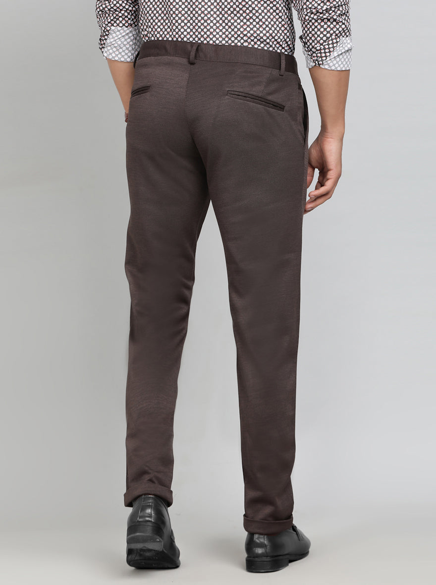 Coffee Brown Solid Slim Fit Club Wear Trouser | Greenfibre