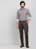 Coffee Brown Solid Slim Fit Club Wear Trouser | Greenfibre