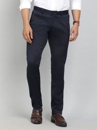 Navy Blue Solid Slim Fit Club Wear Trouser | Greenfibre