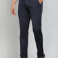 Navy Blue Solid Slim Fit Club Wear Trouser | Greenfibre