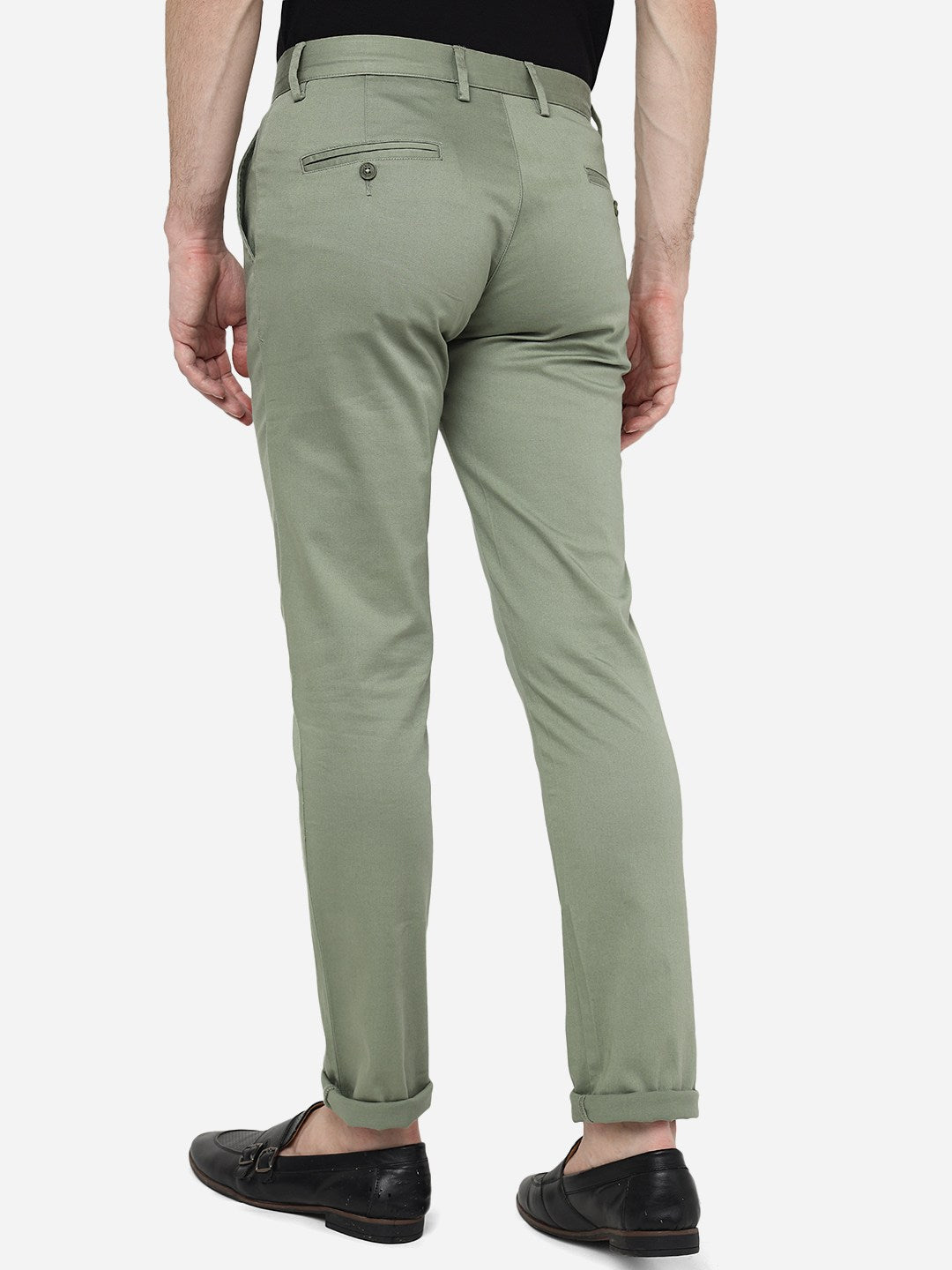 Mint Solid Super Slim Fit Casual Trouser | Greenfibre