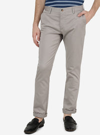 Light Grey Solid Super Slim Fit Casual Trouser | Greenfibre