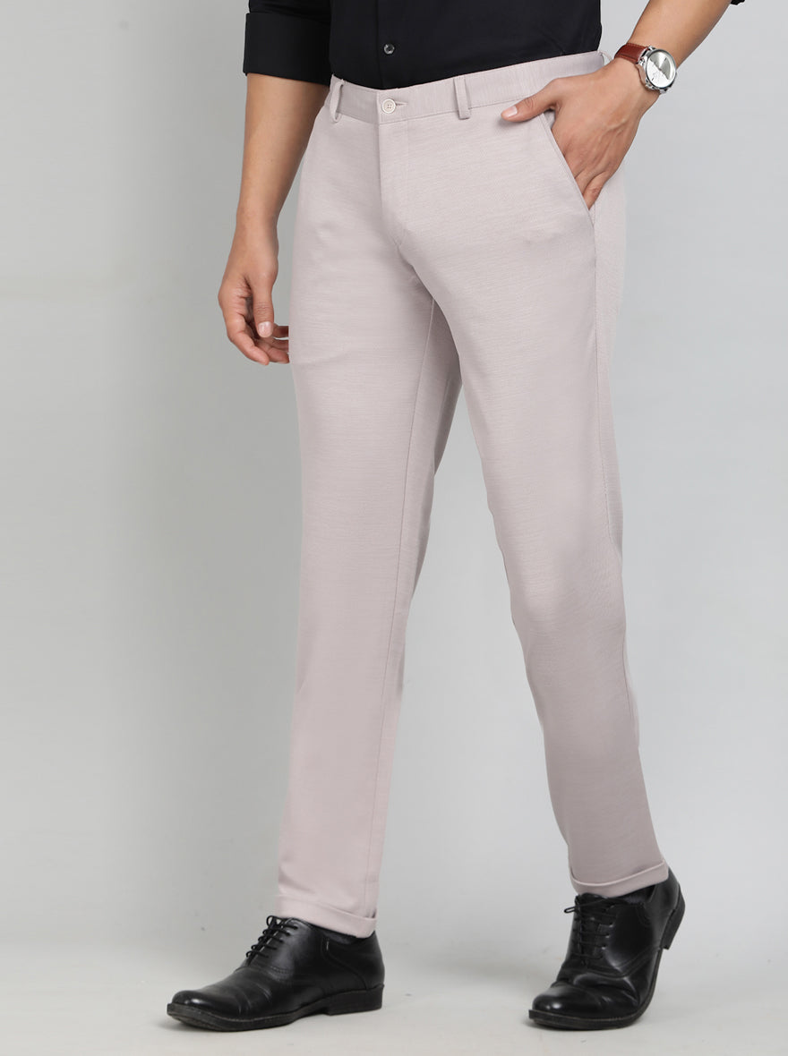 Dusty Pink Solid Slim Fit Club Wear Trouser | Greenfibre