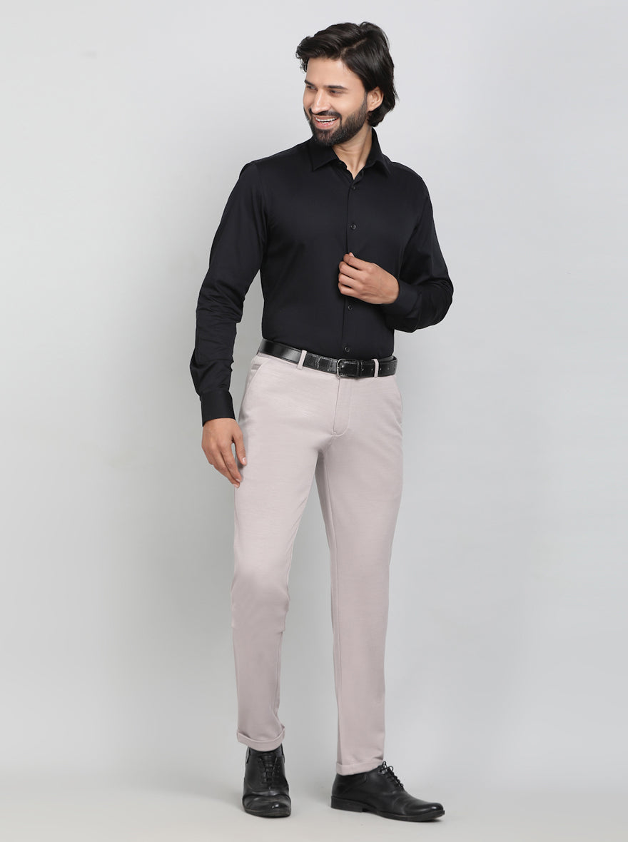 Dusty Pink Solid Slim Fit Club Wear Trouser | Greenfibre